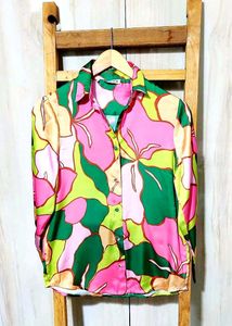 Multicolour Satin Shirt Size-36