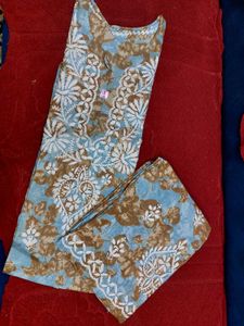 Pure Mul Cotton Chickenkari Top Bottom