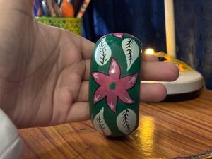 Hand Painted Green Floral Bangle