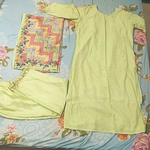 Lime Green Embroidered Kurta Set