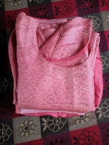 Banarasi Pink Suite With Viving Work
