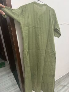 Olive Green Embroidered Kurti