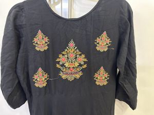 40 Inch Bust Beautiful Black Embroidered Dress