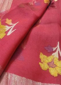 Beautiful Pure Organza Net Saree With Jute Palla