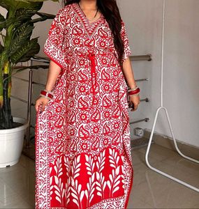 Red Printed Kaftan