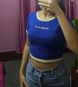 bonkers corner blue crop top