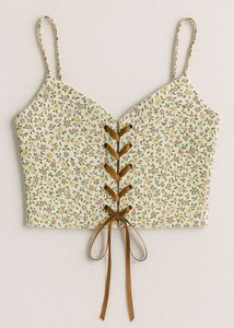 Floral Lace-Up Corset Top