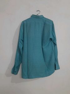 Vintage Teal Plaid Long-Sleeve Shirt
