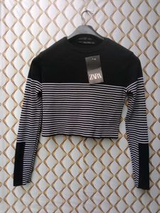 New With Tag Zara Crop Knitted Stripped Top