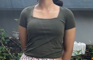 Olive Green Square Neck Top