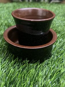 Vintage Brown Ceramic Cup &amp; Saucer Set
