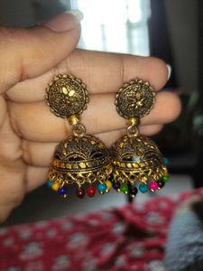 Golden Jhumka Earrings
