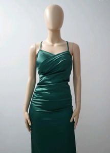 SAVANA Green Satin Dress