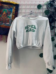 Collar Cropped Sweatshirt And White Cropped Top