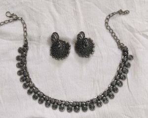 Oxidized Silver Necklace Set