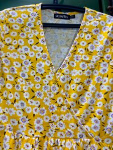 Yellow Floral Print Dress
