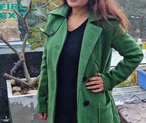 Green woollen overcoat