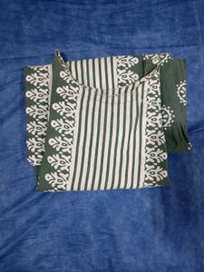 💚Sleeveless Green &amp; White Print Cotton Maxi