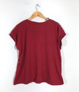 Gia Curves Maroon Printed T-Shirts(Women’s)