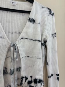 GARAGE TIE DYE FRONT CARDIGAN KNIT TOP