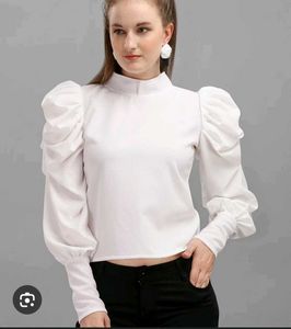 white tunic top puff sleeve