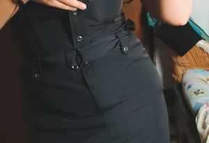 Classic belted button up Black dress