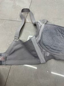 Gray Lace Trim Bra