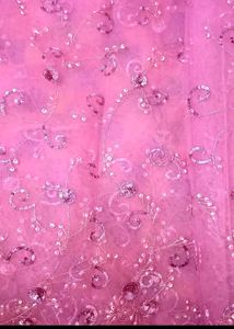 Rose Pink Net Saare With Sequins Jal Work❤