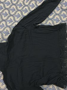 Elegant Black Shirt with Lace Detail