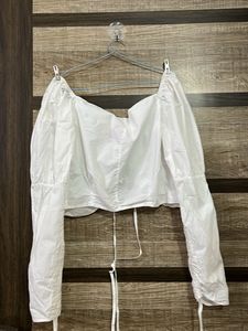 White Tie Front Crop Top