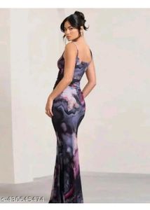 Marble Print Bodycon Maxi Dress