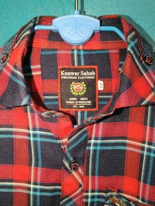 Red &amp; Blue Plaid Flannel Shirt