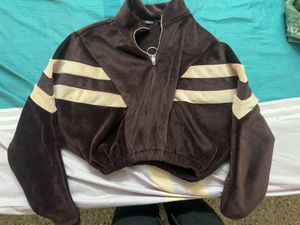 Brown Striped Quarter Zip Sweatshirt