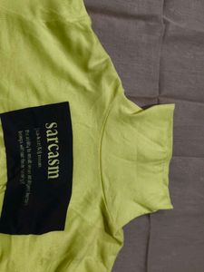 Yellow 'Sarcasm' shoulder Crop Top