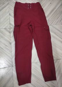 Maroon Crop Top And Bottom Pants