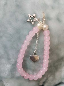 Pink Beaded phone charm