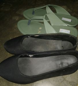 Combo Of 2 Women's Flat Jutti (Velly) & Flat Chappals