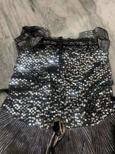 Silver Ruffled Party Dress