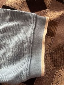 Zara Blue Textured Polo Shirt - Size M