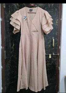 Ruffled Sleevs Fit And Flare Dress