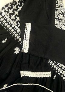 Black Embroidered Anarkali Suit