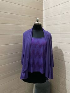 Oversized Purple Top &amp; Cardigan Set