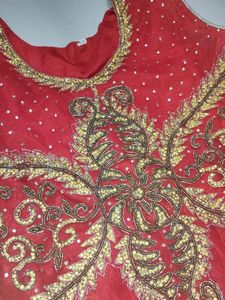 Red Embroidered Anarkali Dress