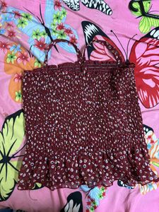 Beautiful Flower Print Maroon Top