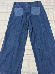 Two-Tone Wide Leg Jeans