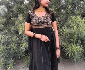 Elegant Black & Gold Embroidered Anarkali