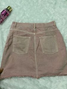 H&amp;M Pink Denim Distressed Skirt