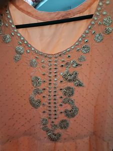 Peach Embroidered Salwar Suit