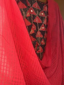Red &amp; Black Printed Kurta with Dupatta