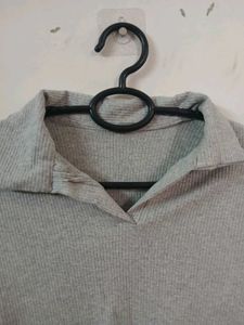 Gray Long Sleeve Top